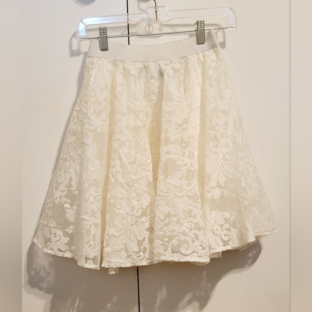 VTG Forever 21 White Floral Jacquard Circle Skirt S NWOT - Picture 4 of 8